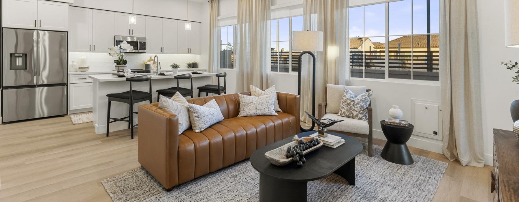 a living room with a large window