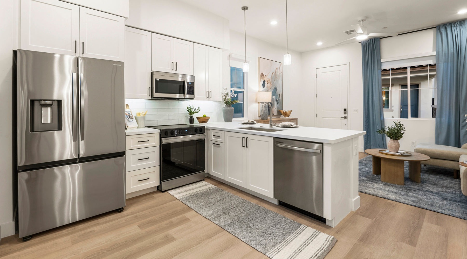 Well-lit kitchen with ample counter space
