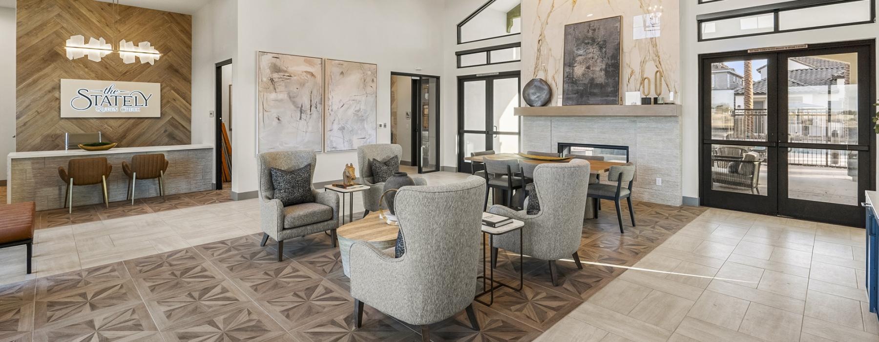 a room with chairs and tables